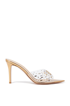 Exclusive Alley 85 Embellished Metallic Leather Mules